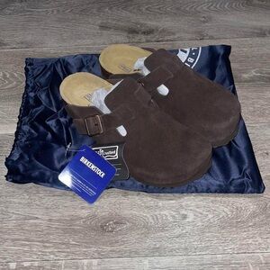 Birkenstock Boston Mocha Suede Leather Soft Footbed Clog